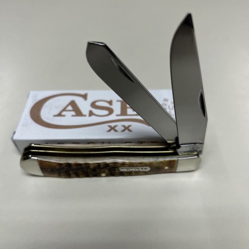 CASE XX #51390 BURNT AMBER BONE ROGERS JIG TRAPPER CS