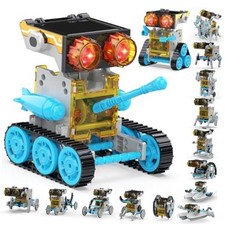 30-in-1 Solar Robot Kit - 243 Pieces, STEM Educational Building Set for Blue