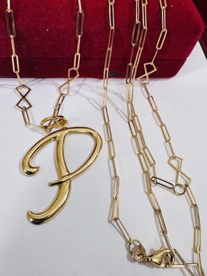 Neu 18K 750 Echt Saudi Dubai Gold Buchstabe P Gold Set Halskette 20/31'' lang 6g