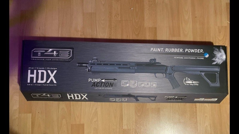 NEW! UMAREX T4E HDX .68 PUMP PAINTBALL SHOTGUN. BLACK + T4E POWER KIT INCKUDED