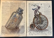 EMEK Vintage Dictionary page Bicycle Bottle  Set LIMITED EDITION SOLD OUT 🚲💀