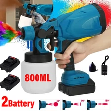 Cordless Paint Sprayer High Pressure Electric Airless HVLP Spray Gun +2 Battery
