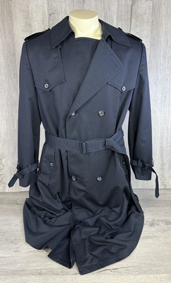 #ad Christian Dior Trench Coat VTG Blue Long Jacket Zip In Wool Liner Mens Size 40R $149.80