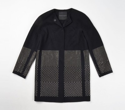 Ermanno Scervino Lana Wool Metal Details Black Coat Size IT40