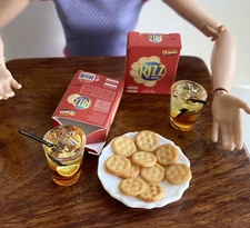 15 Pcs 1:6 barbi Dollhouse Miniature Handmade Food butter cracker tea Plates