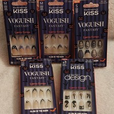 Kiss Voguish Fantasy Halloween Glow in the Dark Press-On Nails Gel Glue Lot