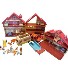 Bluey Action Figures And Playset Lot: Bluey  s House, Family SUV And Playground