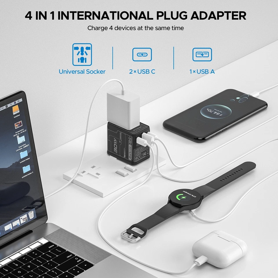 Adaptador de viagem internacional universal 2 portas de carga USB conversor plugue carregador - Imagem 2 de 4