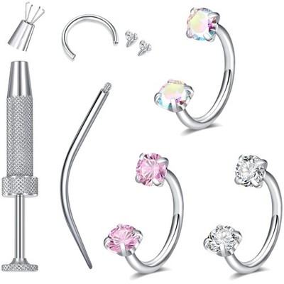 Nasenpiercing 18G Hufeisen Edelstahl CZ Silbern Gold Septum Piercing