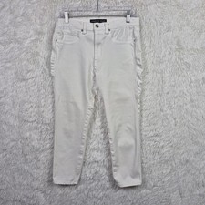 Veronica Beard Kate 10" Cropped Slim Ruched Jeans White Womens Sz 30 USA Made