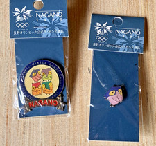 Vintage 1998 Nagano Winter Olympics Owl Mascot Pin Set - NEW in Packages