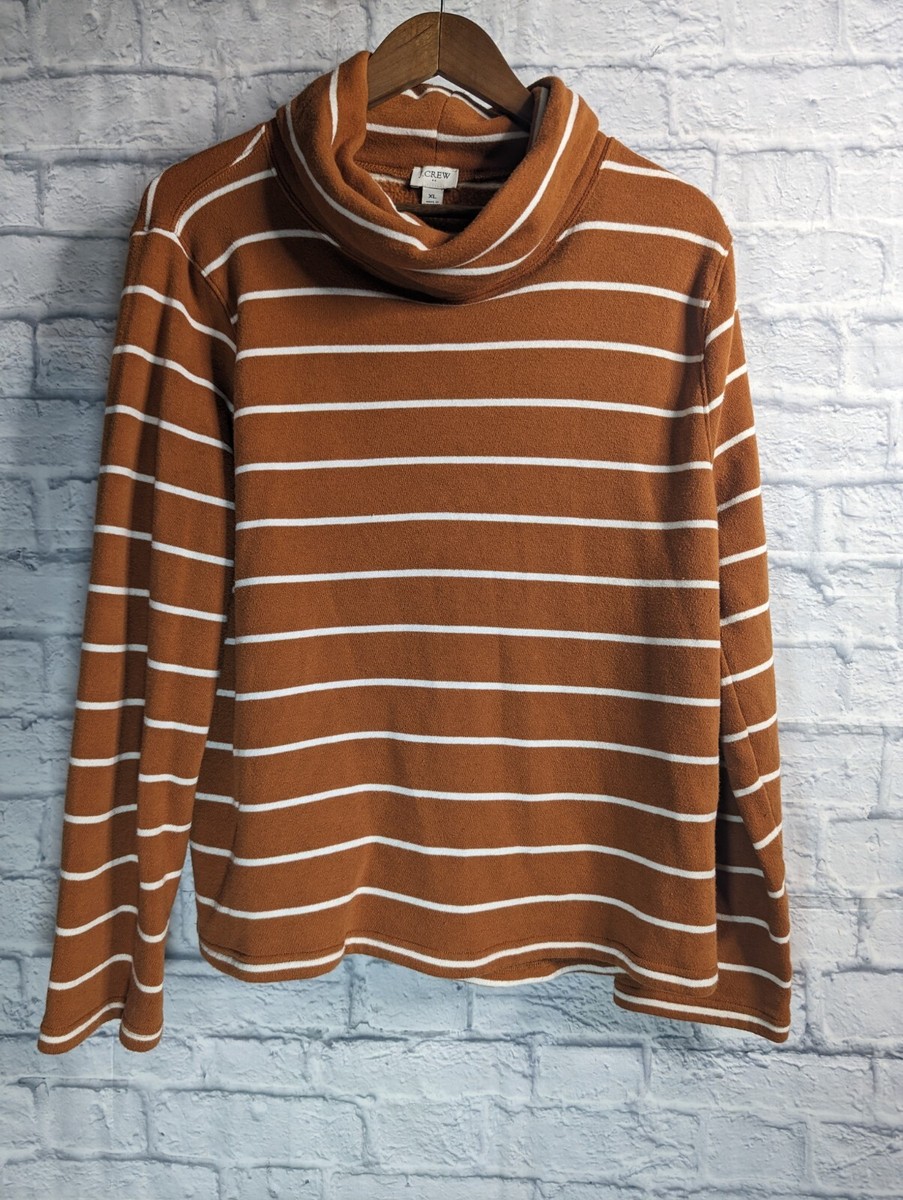 Crew Striped Fleece Cowl Neck Sweatshirt Gold White XL