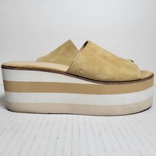 Veronica Beard Eunise Leather Wedge Platform Sandals Size 7 M Beige White