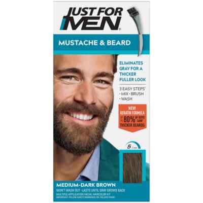 Just For Men Mustache & Beard Brush-In Color Gel Medium Dark Brown M40 1 Count
