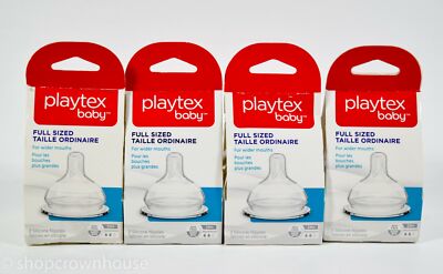 4 Playtex Baby FULL SIZED Silicone BPA Free 3M+ MEDIUM Wider Mouths = 8 Nipples