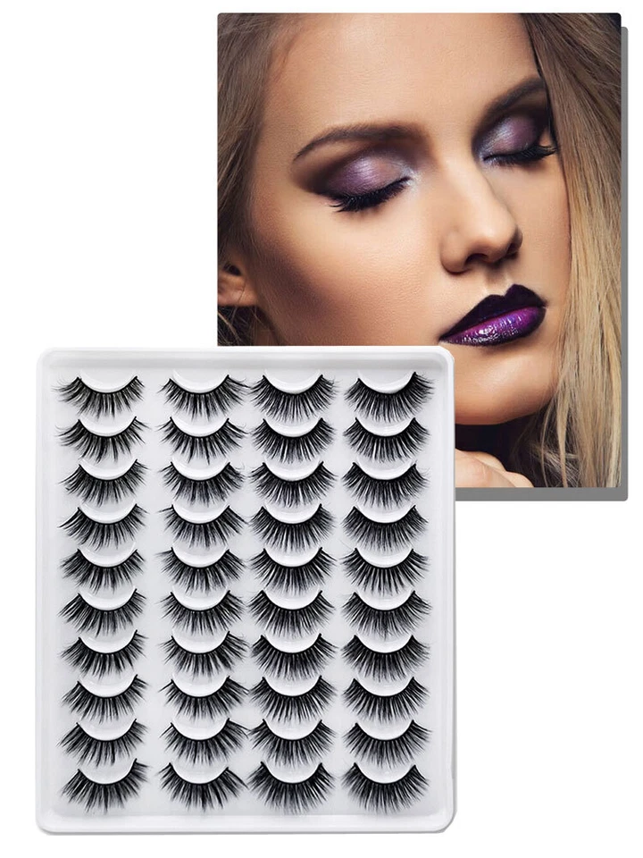 20Pairs Black 3D Soft Lashes False Eyelashes Mink Natural Extension Makeup - Image 4 of 4
