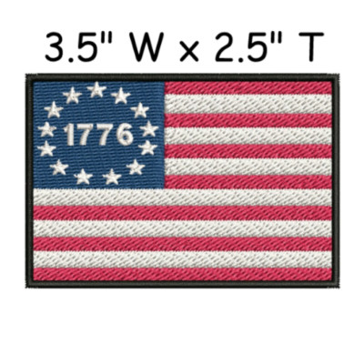 AMERICAN FLAG EMBROIDERED PATCH iron-on BENNINGTON new 1776 USA US applique NEW