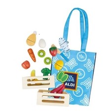 Aldi Play Jakk's Kids Food Crate and Shopping Bag Play Set New