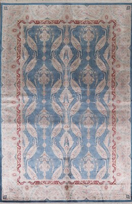 Silk Blue/ Ivory Traditional Top Quality Rug 6'x9' Turkish Oriental Area Carpet
