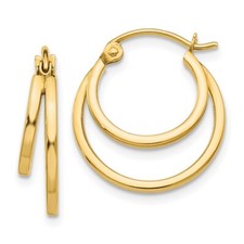 14k Yellow Gold Double Hoop Earrings 1.33g L-17mm, W-17mm for Mom