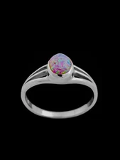 Navajo Handcrafted Purple Opal Engagement Style Ring • 925 Sterling Silver •...