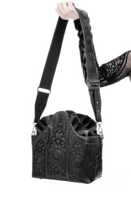 Restyle Gothic Nugoth Tasche Handtasche schwarz Cathedral Halb-Mond schwarz