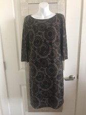 Womens Brown And Silver Nine West fitted 3/4 sleeve Knit Dress size Med.
