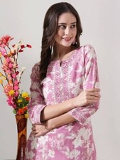 Pink Straight Kurta Rayon Indian Pakistani Kurti PLUS SIZE S to 5XL