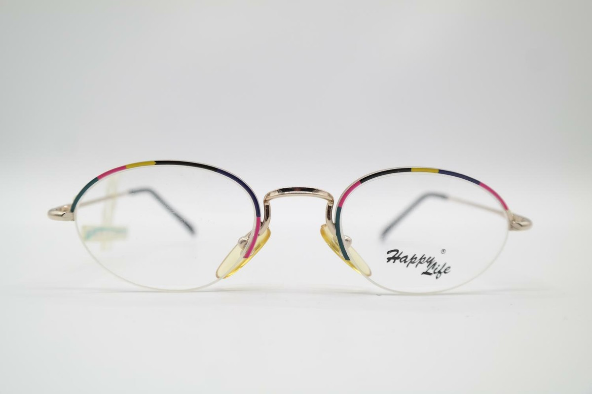 Lunettes Vintage Happy Life 6009 NOS - Monture Or/noir/cuivre Ovale, Neuve Sans étiquette