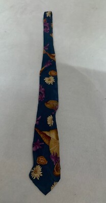 NEW VTG Hugo Boss Blue Floral Seashell hell Neck Tie Silk Made in Italy