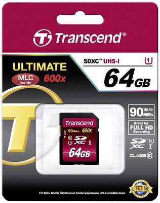 Transcend SDXC UHS-I 64 GB Speicherkarte 64GB TS64GSDXC10U1 Class 10 UHS 1 600x