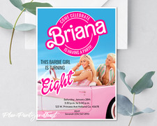 Barbie birthday invitation 5x7 movie theme digital invitation ready in 24 hours!