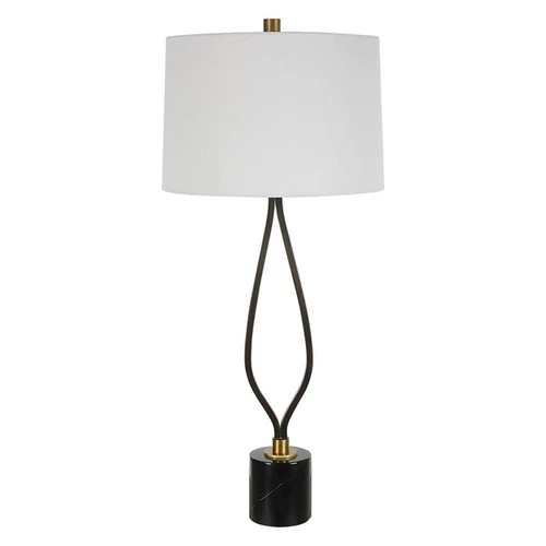Uttermost Separate Contemporary Iron Metal and Fabric Table Lamp in Black/White - Picture 3 of 7