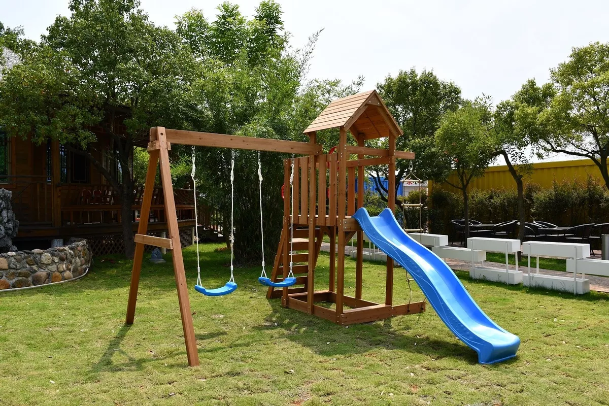 Wooden swing and cheap slide set ebay