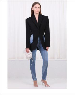2.6k New Authentic Mugler Blazer Jacket Black Wool Cut-Out FR 42 US 10 M/L Italy