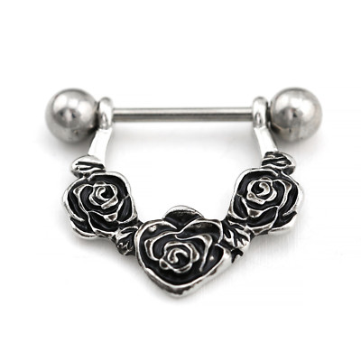 Opal Gem Crystal Nipple Ring Bar Barbell Shield 316L Steel Body Piercing Jewelry