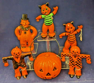 1950's Rosbro Halloween Scarecrow Jack-O-Lantern Standing Plastic