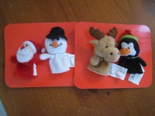 New Vintage 4 Christmas Finger Puppets Best Made Toys Canada Santa Moose Penquin