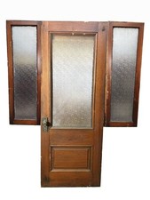 Antique Colonial Glass  Oak Door  Sidelights 32x83 Florentine