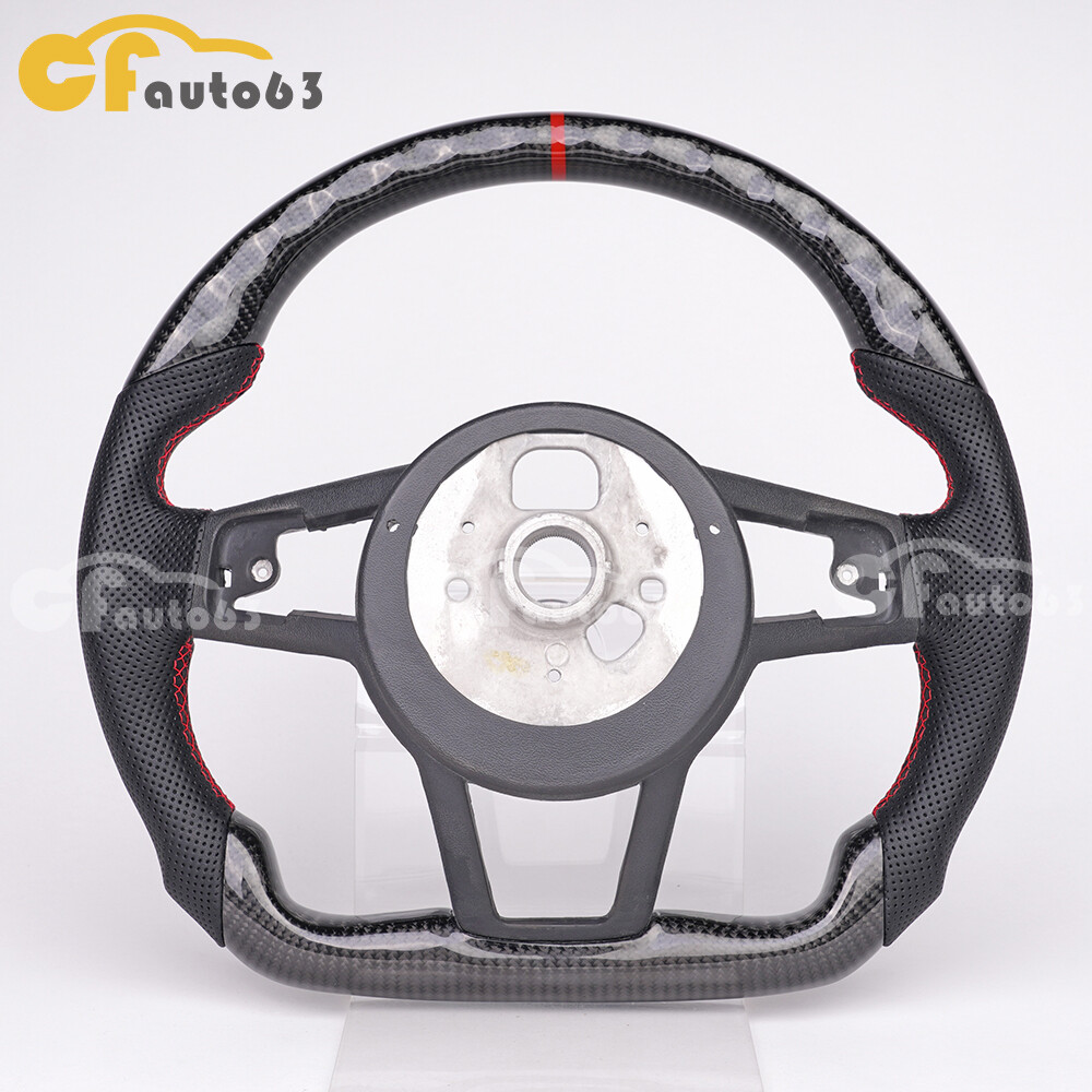 Real Carbon Fiber Perforated Leather Steering Wheel For 2016+ Audi R8 TT TTRS