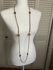 Vintage Sarah Coventry 52” Topaz And Gold Color Necklace