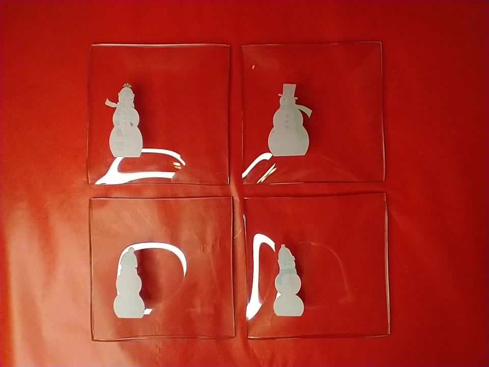 4 Pampered Chef  6" Appetizer Plates (sold as is) Christmas HOLIDAY snowman - Image 2 of 4