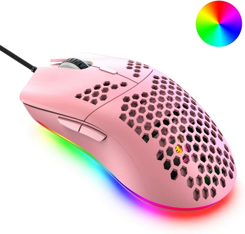 PC 2.43oz Wired Gaming Mouse Honeycomb Shell Lightweight 6400DPI USB Gaming Mice - Picture 18 of 20