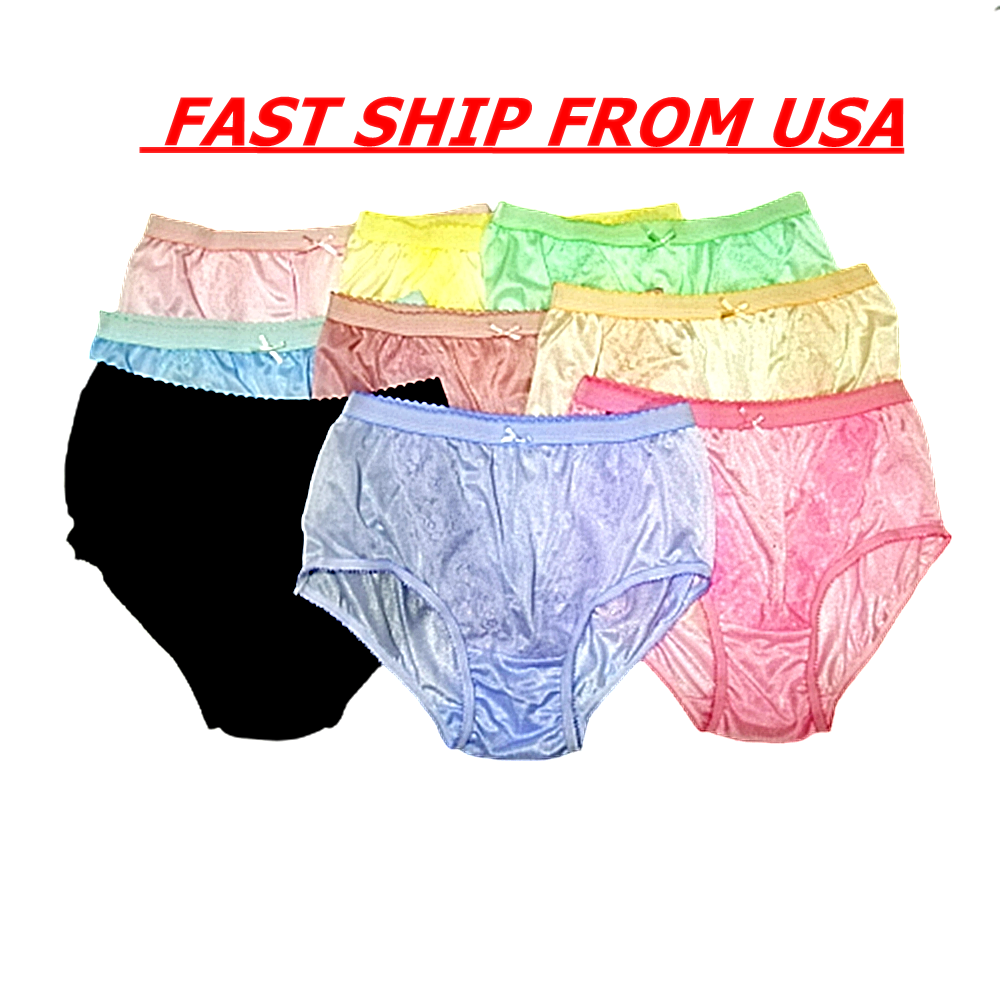 4 pcs Hip 4044" Vintage Sheer Nylon women Panties Brief with Lace