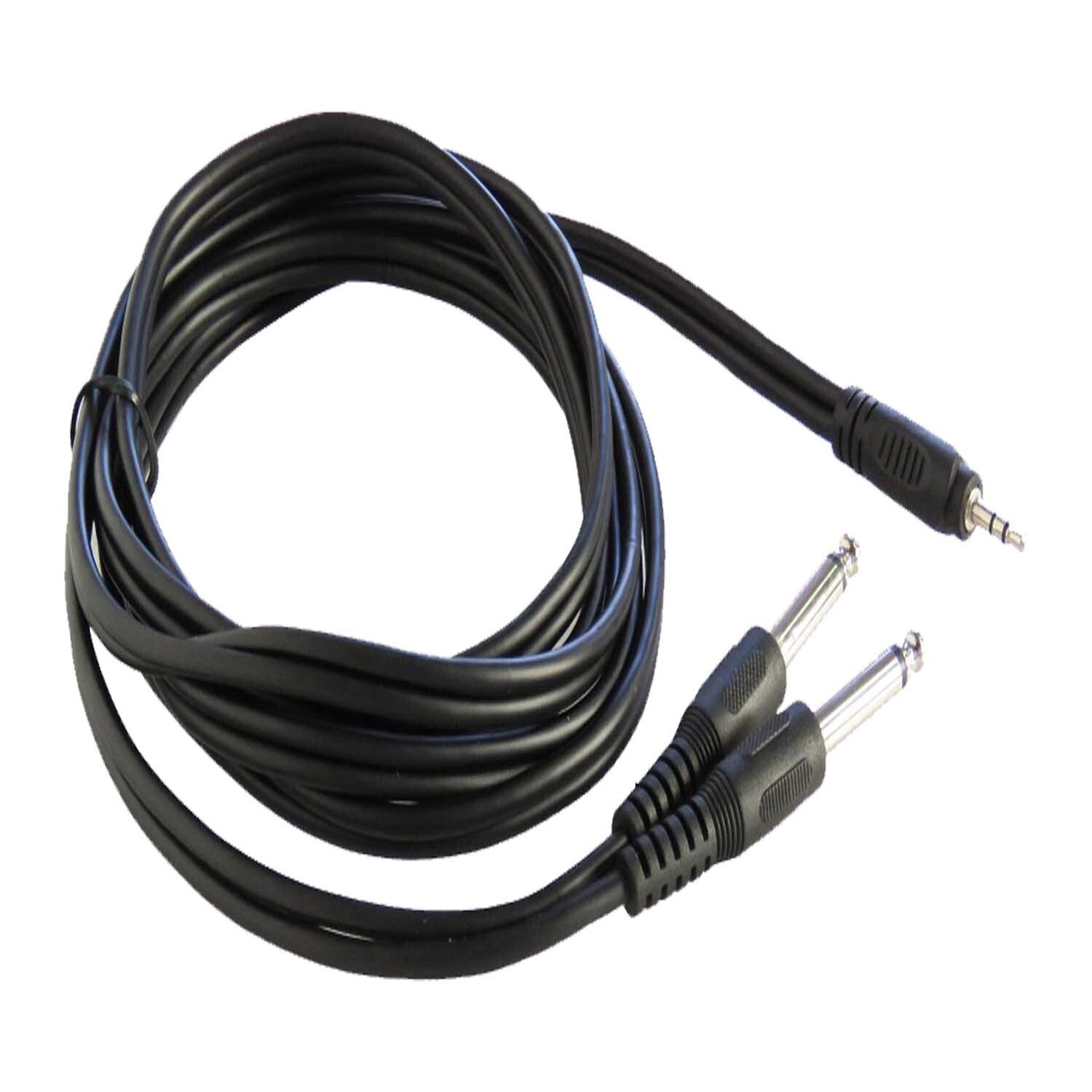 3.5mm Male Stereo Audio Cable to Dual 1/4 Inch Male Mono DJ Mixer Cable Cord 8ft