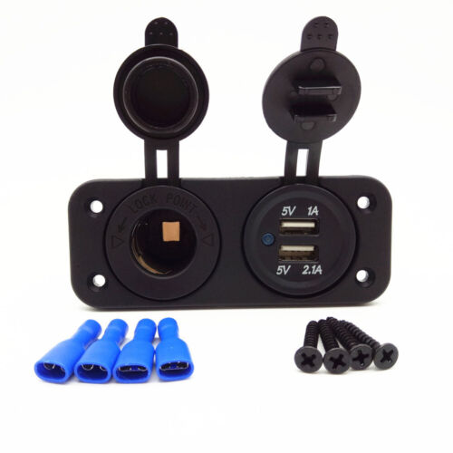 12V 24V Motorhome Camper Van Caravan Dual USB Socket Cigarette Charger Lighter - Picture 2 of 12
