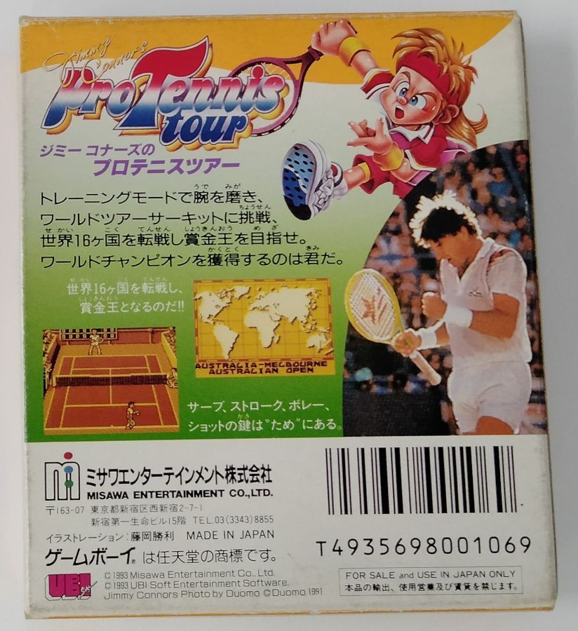 Nintendo Game Boy Jimmy Connors Pro Tennis Tour Japan w/ Box and