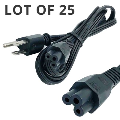 LOT OF 25 3-PRONG Only Branded AC Power Cable Cord Dell PA-12 PA-3E PA-2E 2JVNJ