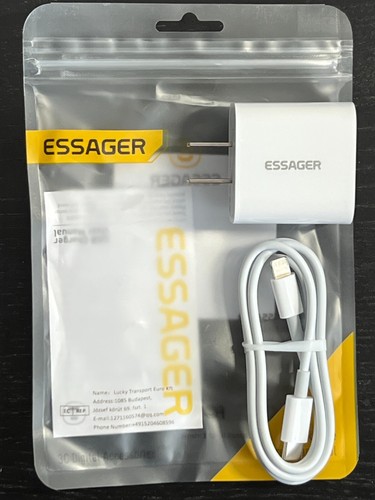 ESSAGER Fast Charger Adapter 20W with USB-C to iOS Cable for iPhone, Tablets - Photo 11 sur 11