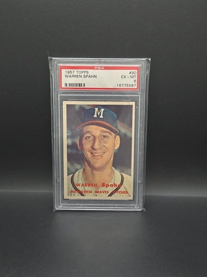 1957 Topps Warren Spahn Milwaukee Braves #90 PSA 6 EX-MT HOF